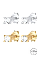 Elli Dames oorsteker set tweekleurig met verguld 925 sterling zilveren kristallen