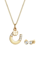 Elli Dames hoefijzer hanger oorsteker set met kristallen in 925 sterling zilver