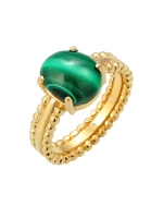 Elli PREMIUM Elli PREMIUM Ring dames met malachiet edelsteen in 925 sterling zilver verguld