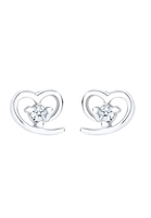 Elli DIAMONDS Dames Studs Hart Vriendschap met Diamant (0.06 ct.) in 925 Sterling Zilver