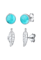 Elli Ohrring-Set Set Feder Boho Festival Howlith 925 Silber