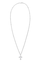 Elli Dames Antiek Kruis Ketting Zirkonia 80's in 925 Sterling Zilver Verguld