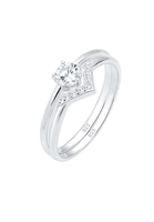 Elli Dames Set Solitaire Driehoek Zirkonia Precious in 925 Sterling Zilver