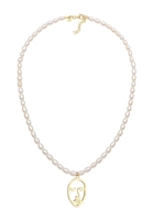 Elli PREMIUM Dames Twinkleface Hanger Zoetwater Gekweekte Parel in 925 Sterling Zilver Verguld