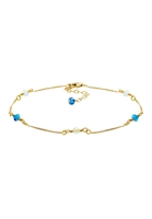 Elli Fußschmuck Basic Strand Bead Swarovski Kristalle 925 Silber, Dunkelblau, 22 cm, dunkelblau