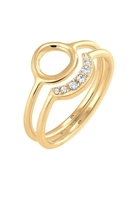Elli Dames halvemaan cirkel met kristallen in 925 sterling zilver verguld