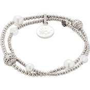 Leonardo Vaporoso Bracelet 6,5 cm with Imitation Pearls, Patterned Bead and Cut Glass Bead Stainless Steel 16814