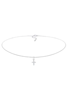 Elli Elli Halsketting Dames Choker Kruis Religie met Zirkonia Kristallen in 925 Sterling Zilver