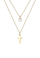 Elli Dames Kruis Laagje Maansteen Geo in 925 Sterling Zilver Verguld