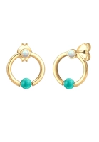 Elli dames cirkel hulliet steen synthetische opaal in 925 sterling zilver