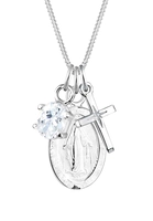 Elli Dames Mariabeeld Kruis met Zirkonia Kristal in 925 Sterling Zilver