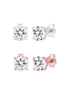 Elli Dames Rond met Kristallen in 925 Sterling Zilver Roségoud verguld