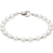 Leonardo Darlin's Signora Bracelet with Mini-Clip Softly Shimmering Mussel Beads Small Stainless Steel Balls 015860