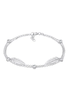 Elli Dames veer hanger laagje met kristallen in 925 sterling zilver