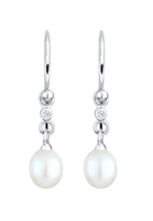 Elli DIAMONDS dames elegant met zoetwater gekweekte parels en diamant (0.03 ct.) in 925 Sterling Zilver