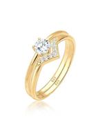 Elli Dames Set Solitaire Driehoek Zirkonia Precious in 925 Sterling Zilver