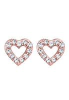 Elli Dames Sprankelend Hart Stud met Kristallen in 925 Sterling Zilver roségoud verguld