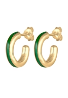 Elli Dames Creolen Zwart met Emaille in 925 Sterling Zilver