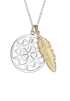 Elli Dames Dromenvanger Veder Hanger Bi-Kleur in 925 Sterling Zilver