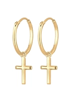 Elli Elli Oorbellen Dames Creolen Kruis Hanger Geloof Religie in 925 Sterling Zilver