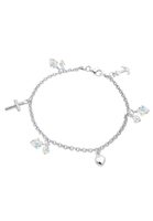 Elli Bettelarmband Kreuz Herz Anker Swarovski Kristalle Silber