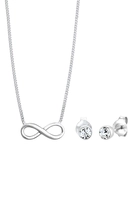 Elli Dames infinity hanger symbool oorsteker set kristallen in 925 sterling zilver
