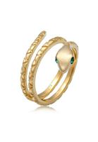 Elli Elli Ring Dames Slang Pinky Modern met Kristallen in 925 Sterling Zilver Verguld