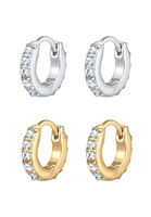 Elli Dames creolen set met kristallen in 925 sterling zilver en verguld zilver
