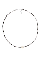 Elli Perlenkette Barock Perle Glass Beads Schwarz Weiß 925 Silber