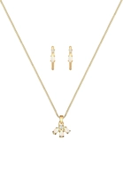 Elli Dames Halsketting Creolen met Opaal en Zirkonia Kristal in 925 Sterling Zilver Verguld