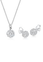 Elli Elli Sieraden Set Dames Bol Hanger Set Oorsteker met Kristallen in 925 Sterling Zilver