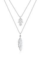 Elli Dames veer hamsa laagje met kristallen in 925 sterling zilver