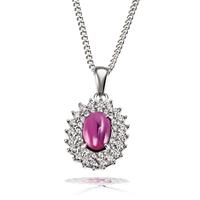 goldmaid Collier 925/- Sterlingsilber 1 lila Granat 40 weiße Zirkonia