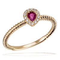goldmaid Damenring 375/- Gelbgold 14 Zirkonia 1 Rubin