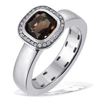 goldmaid Damenring 925/- Sterlingsilber 1 Rauchquarz 28 Zirkonia