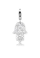 Nenalina Charm-Einhänger »Hamsa Hand Ornament Swarovski Kristall 925 Silber«