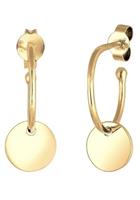 Elli Dames Oor Hanger Geo Plaatje Creool in 925 Sterling Zilver Verguld