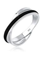 Ring »Wickelring Emaille Schwarz 925 Silber«