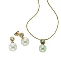 Firetti Oorring- en kettingenset Sieraad Geschenk, Solitair met Parel met schelpkernparels en zirkoon (synthetisch) (set, 4-delig)