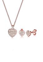 Elli Dames set filigraan hart met kristallen in 925 sterling zilver