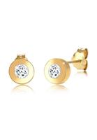 Elli Paar Ohrstecker »Basic Zart Kreis Geo Topas Edelstein 585 Gelbgold«