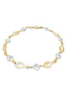 Elli Elli Armband Dames Veer met Kristallen Trendy in 925 Sterling Zilver Verguld