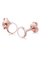 Elli Dames Oorsteker Cirkel Geo met Email Wit in 925 Sterling Zilver
