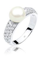 Elli Fingerring »Süßwasserzuchtperle Zirkonia 925er Silber«