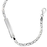 Schildband 925 Sterling Silber 19 cm Gravur ID Armband Karabiner