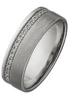 Jobo Fingerring, 925 Silber matt mit Zirkonia rundum