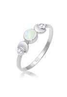 Elli dames halve maan in astro vintage design met opaal en zirconia in 925 sterling zilver