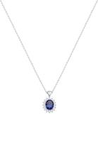Elli dames cirkel hanger elegant royal met synthetische saffier en cubic zirconia kristallen in 925 sterling zilver