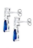 Elli Dames Druppel met Zirkonia Kristallen en Synthetische Saffier in 925 Sterling Zilver