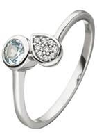 Jobo Fingerring, 925 Silber mit Blautopas und 9 Zirkonia